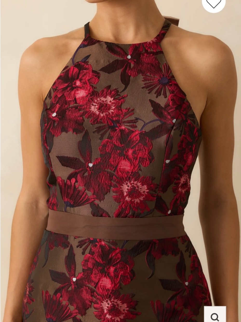 Floral Halter Midi Dress in Brown and Red - Picture 3 of 5